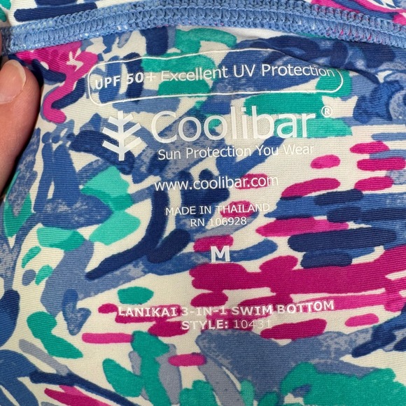 Coolibar Lanikai 3 in 1 Swim Bottom Tropical Floral Ruched Pink Blue M UPF 50 - Picture 8 of 8